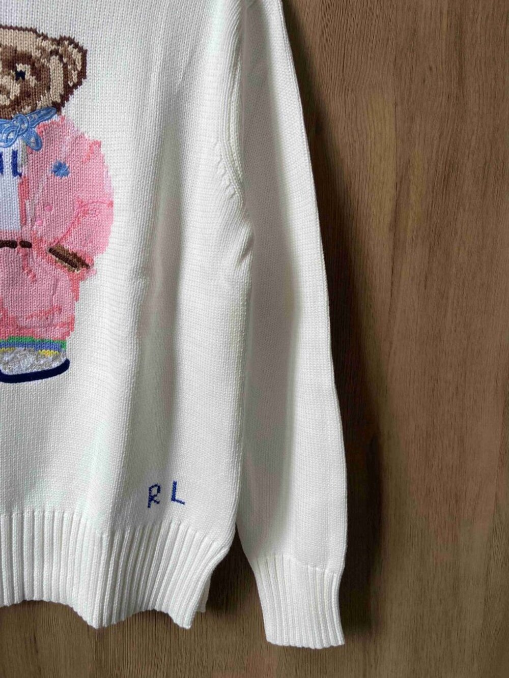 Polo Ralph Lauren White Polo Bear Pink Suit Picnic Basket Crewneck Knit Sweater - Picture 5 of 7
